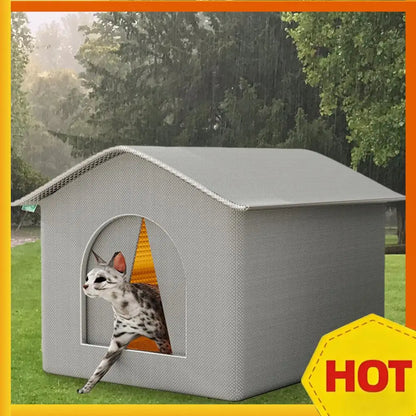 Outdoor Cat House Weatherproof Feral Cat Shelter Stray Cat Condo for Winter Wild Animal Tent Bed