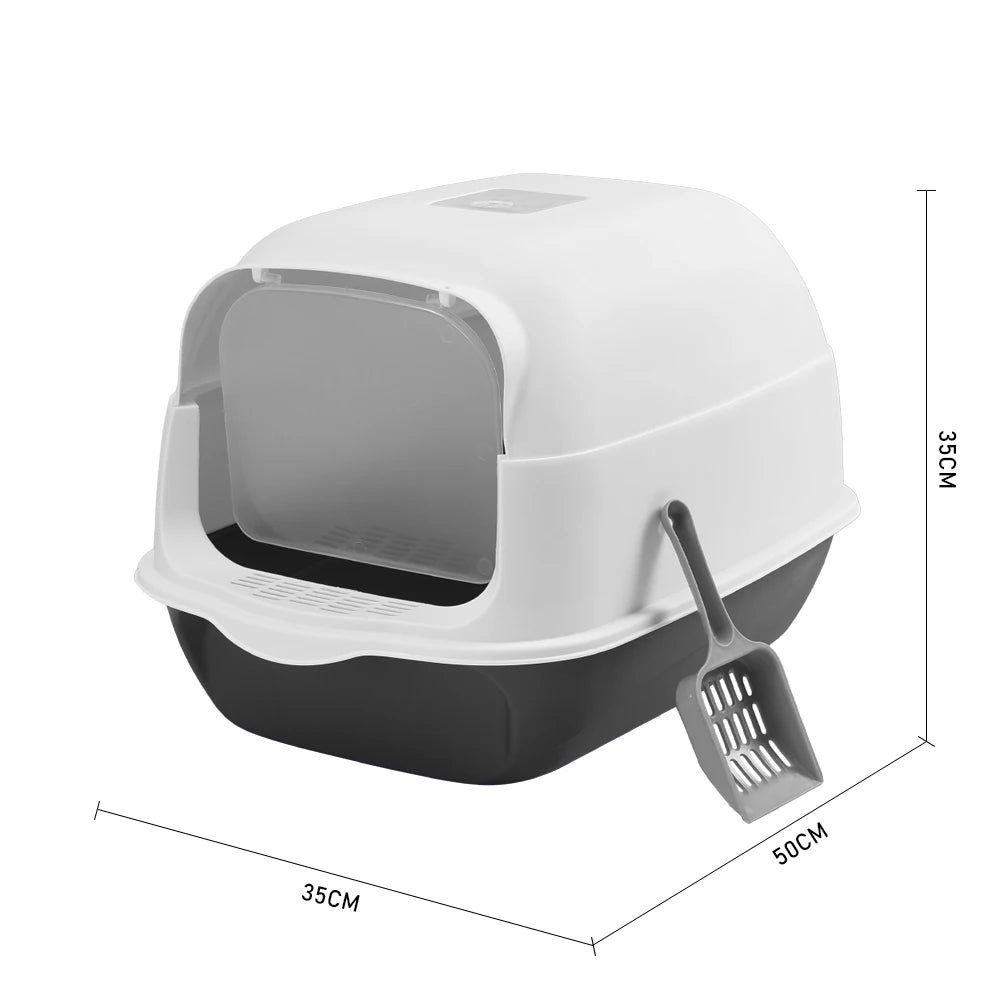 Voltsify Detachable Cat Litter Box with 180° Flip-Top & Scoop & Deodorant, 35cm W X 50 cm D X 35 cm H