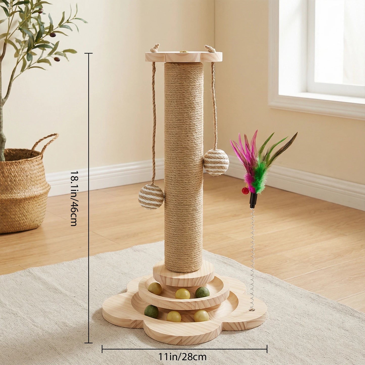 Multi-level cat climbing tower, 40/80/150 cm cat tree and climbing tower, featuring scratching panels, a felt cave and a resting area; indoor/outdoor activity centre for cats