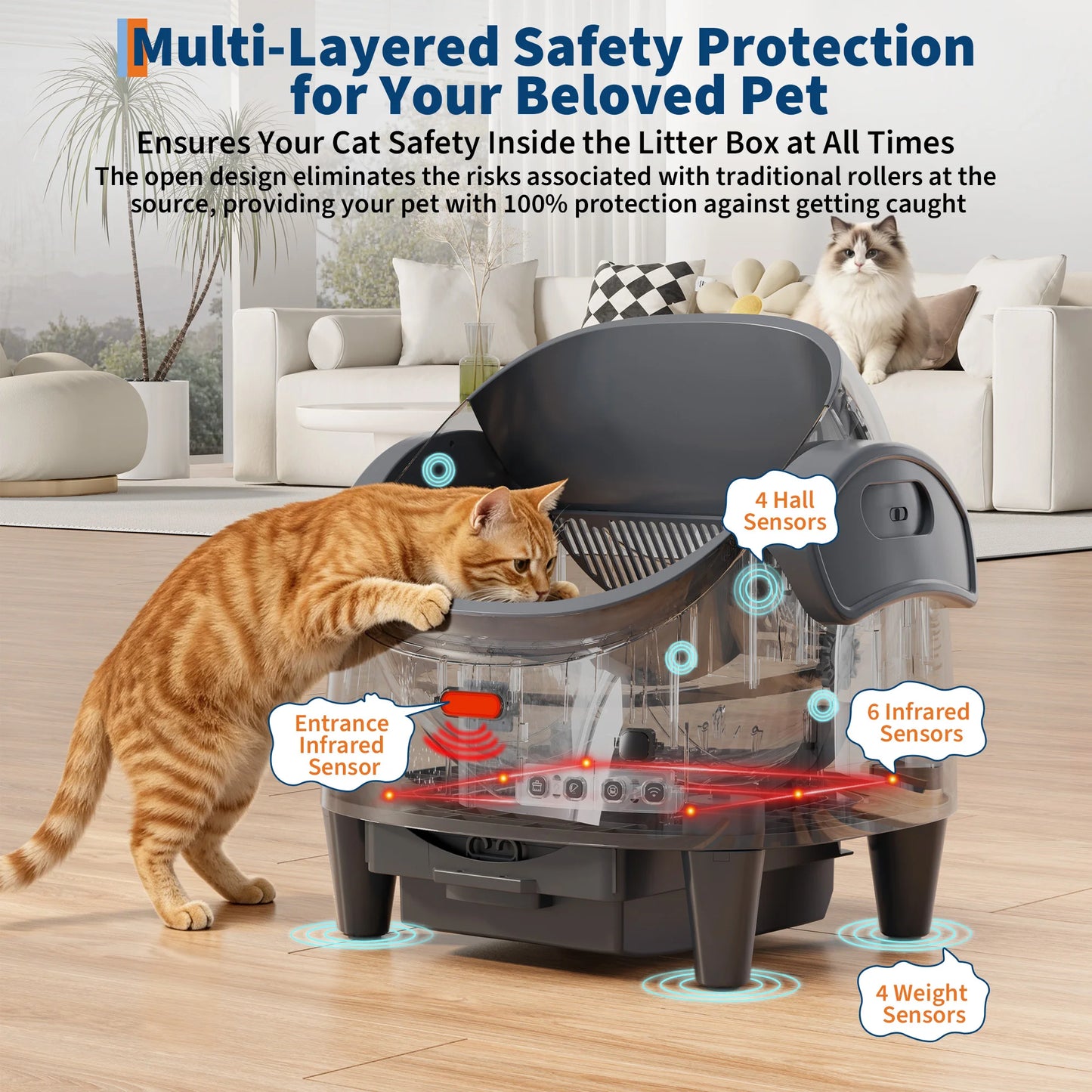 HAUSPROFI Smart Self Cleaning Litter Box Large Capacity,10.5L,Cat Toilet Supplies with Odor Control App Control for Large Cat Multiple Cat