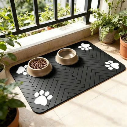 Pet Feeding Mat-Absorbent Pet Placemat Rubber Backing Quick Dry Water Mat for Dog Cat for Food and Water Bowl with Waterproof