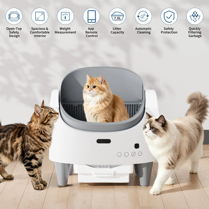 HAUSPROFI Smart Self Cleaning Litter Box Large Capacity,10.5L,Cat Toilet Supplies with Odor Control App Control for Large Cat Multiple Cat