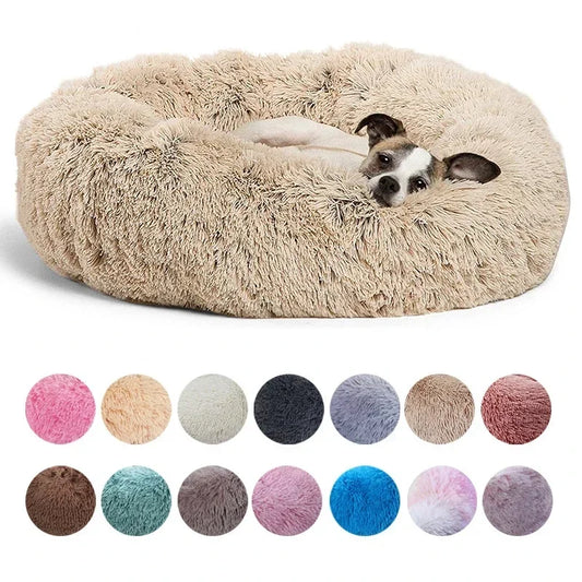 Soft Round Plush Bed — 6 Sizes, Donut Bed, 14-Colour, Donut Dog Bed, Winter Warm Sleeping Pet Bed