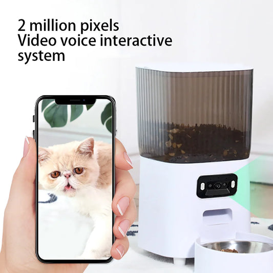 Smart Automatic Cat Feeder with Camera — 5L, HD Camera, Voice Recording, App, Double Bowl
