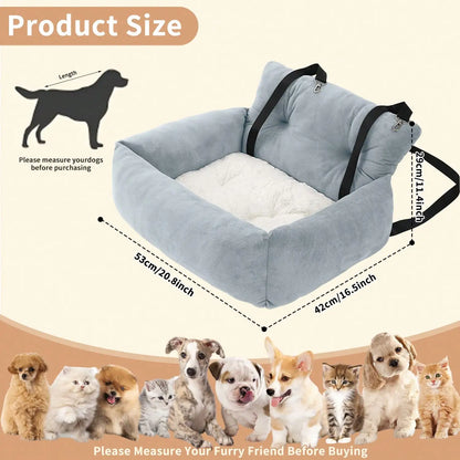 Pet Booster Seat Travel Bed, Car Seats for Car & Home, Warm Plush, Soft & Comfortable, for Pets Puppies Cats Front or Back Seat