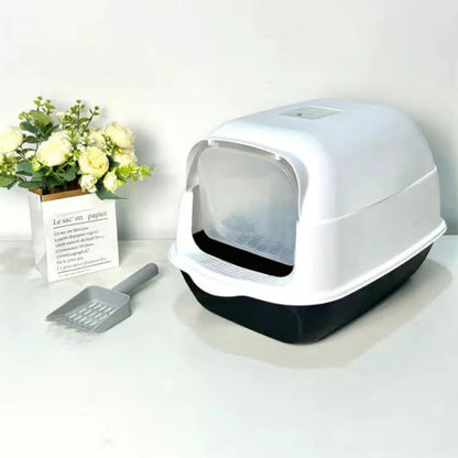 Voltsify Detachable Cat Litter Box with 180° Flip-Top & Scoop & Deodorant, 35cm W X 50 cm D X 35 cm H