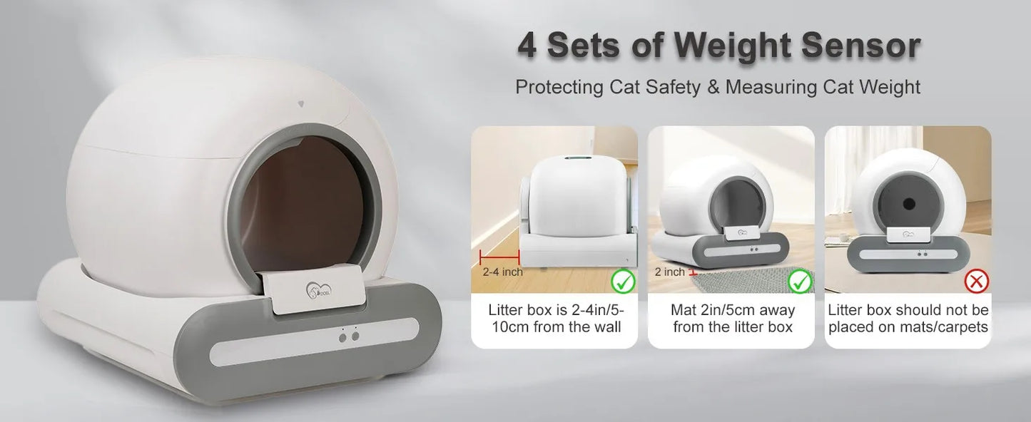DOEL 2026 New Upgrade 65L Large Capacity Self-Cleaning Cat Litter Box Smart Automatic Cat Toilet, App Remote Control, Only Supports 2.4G WiFi, Suitable for Tofu Litter & Mixed Cat Litter, Ideal for Multi-Cat Homes