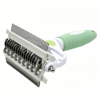 3 in 1 Pet Grooming Hair Brush Dog Deshedding Remover Double Sided Shedding Comb with Stainless Steel Teeth Fur Knot Cutter