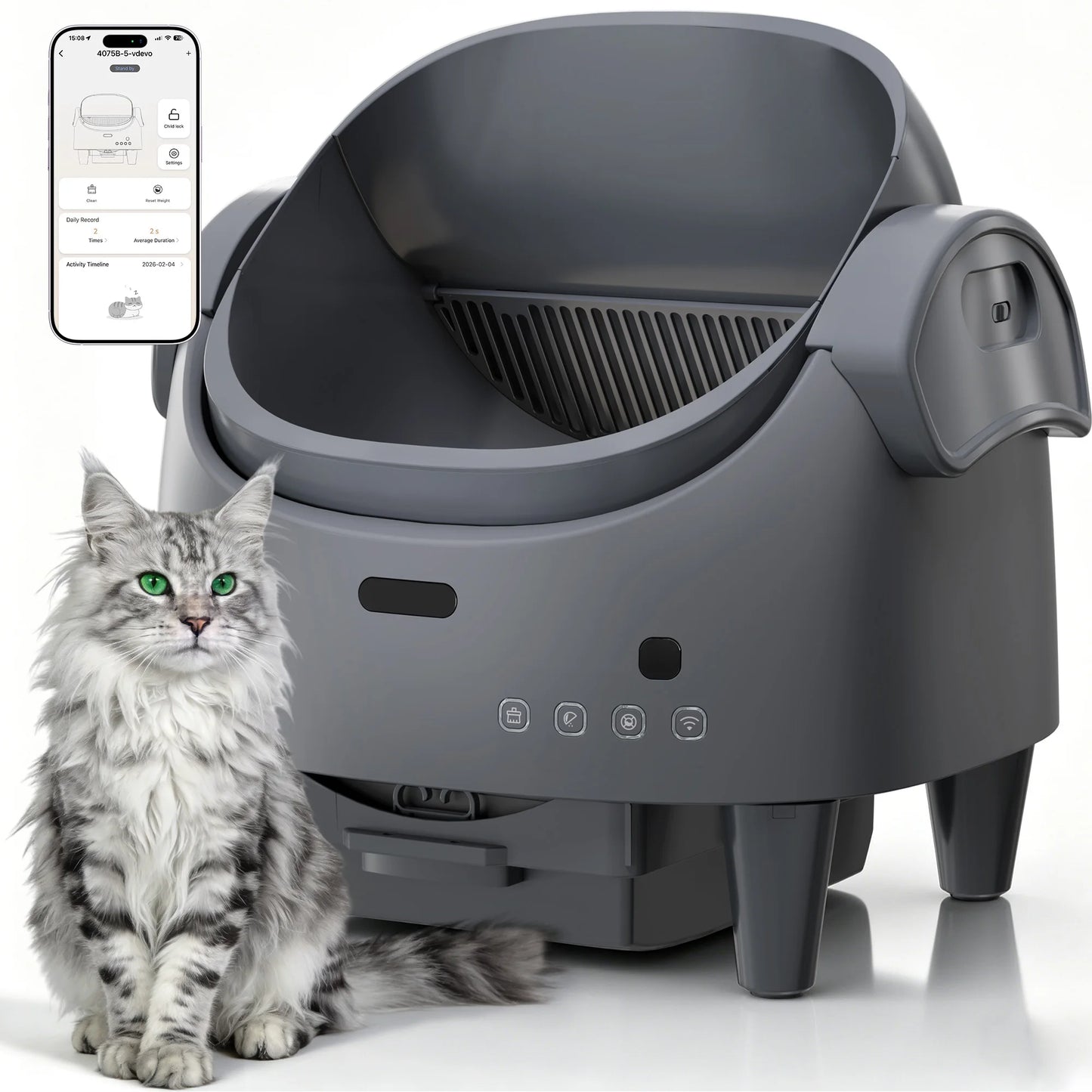 HAUSPROFI Smart Self Cleaning Litter Box Large Capacity,10.5L,Cat Toilet Supplies with Odor Control App Control for Large Cat Multiple Cat