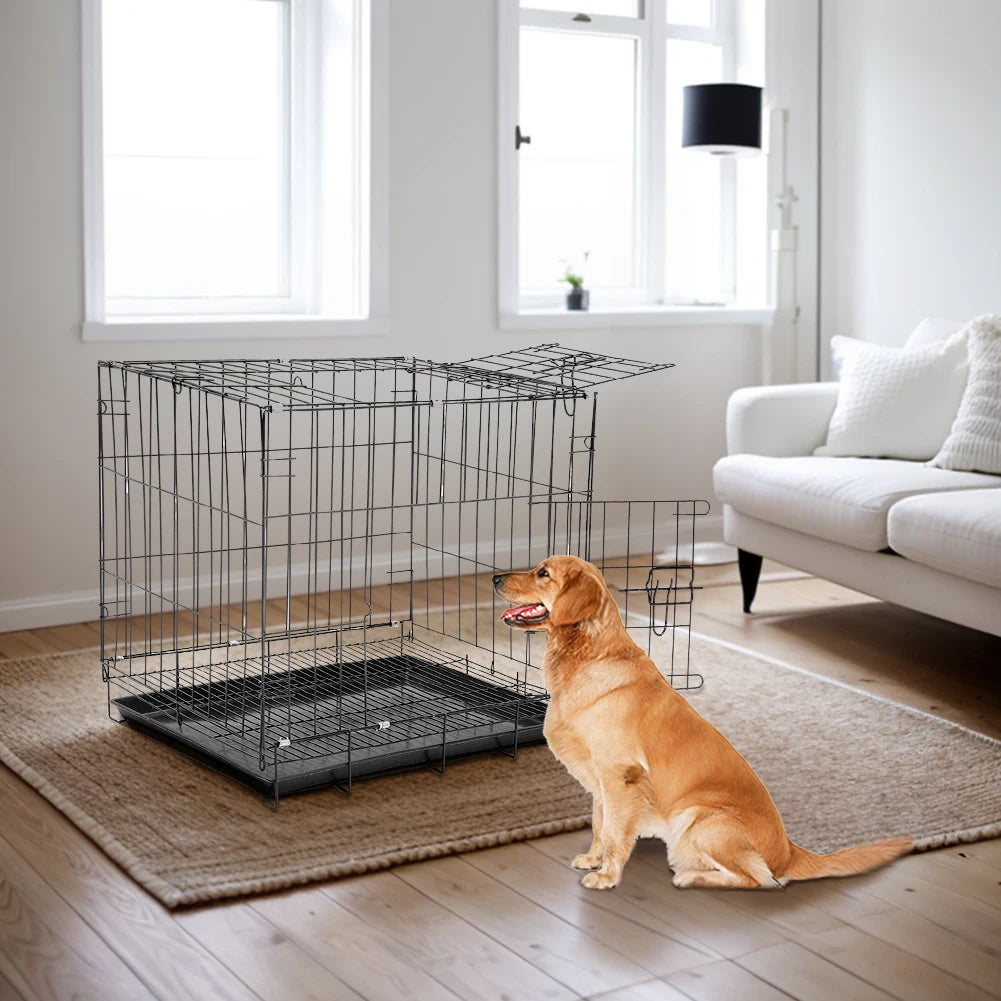 Voltsify Wire Dog Crate with 2 Doors and Tray for Small and Medium-sized Dogs, Cats and Rabbits