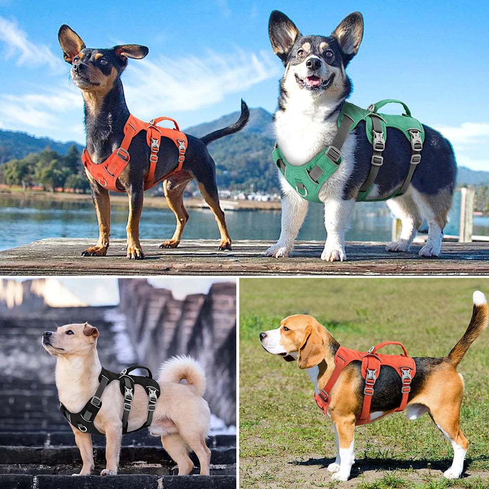 Escape Proof Nylon Dog Harness Reflective Dog Harnesses Durable Pet Vest With Handle Adjustable for Small Medium Large Dogs Pug