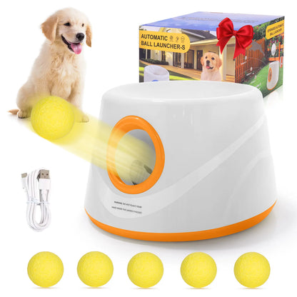 Next-Gen Automatic Dog Ball Launcher, Interactive Dog Tennis Ball Thrower With 5 ETPU Balls-Non-Toxic, Interactive Dog Toy