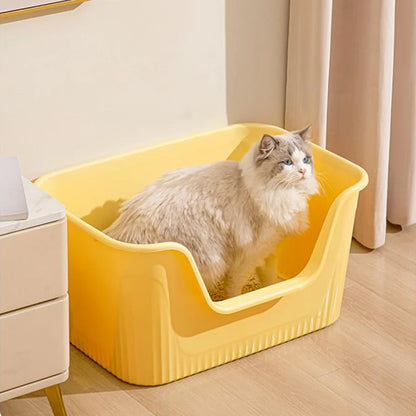 Voltsify Open Top Cat Litter Box with Scoop Low-Entry High-Sided Spacious Design for Multi-Cat Homes