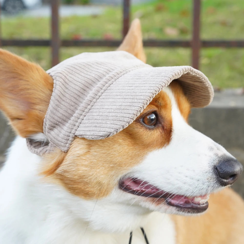 Fashion Big Dog Baseball Cap Durable Corduroy Adjustable Pet Sun Hat for Small Medium Large Dogs Golden Retriever Corgi Supplies