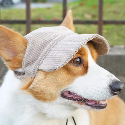 Fashion Big Dog Baseball Cap Durable Corduroy Adjustable Pet Sun Hat for Small Medium Large Dogs Golden Retriever Corgi Supplies
