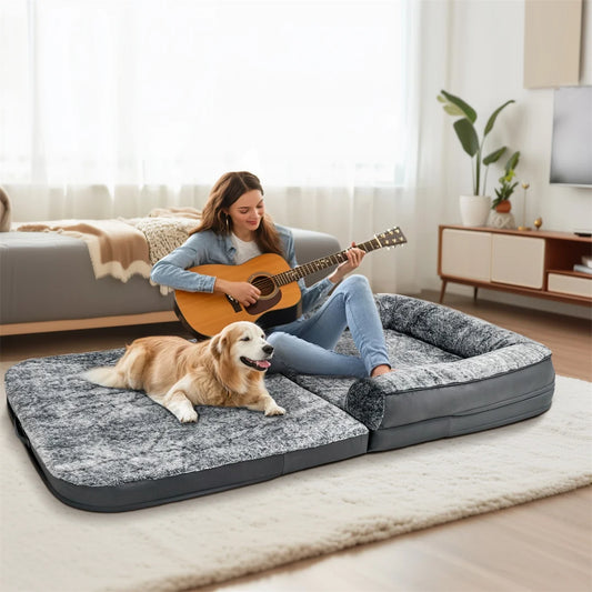 180cm large Dog Bed — Human-Size Bed, Foldable Bed, Calming Plush, Orthopedic Dog Bed