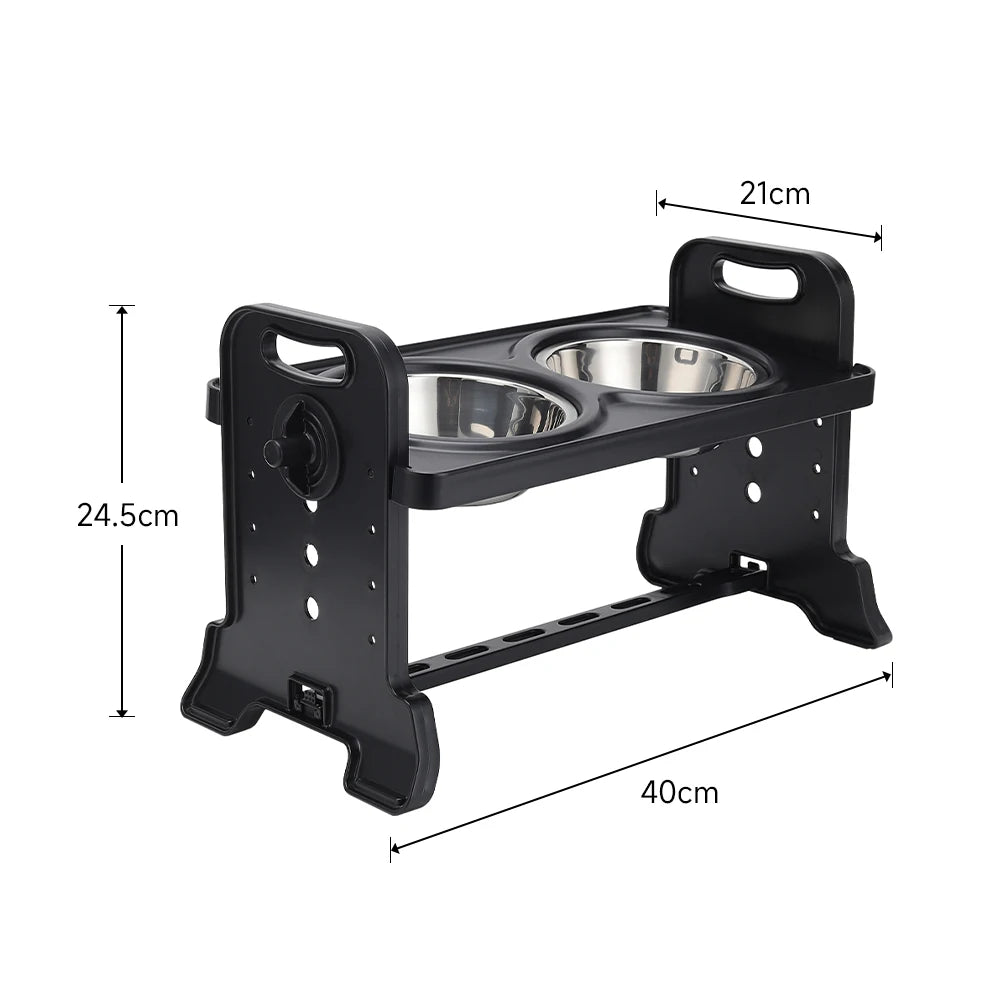 Voltsify 3-Level Adjustable Elevated Dog Feeder with 2 Stainless Steel Bowls & Non-Slip ABS Stand, Foldable & Detachable