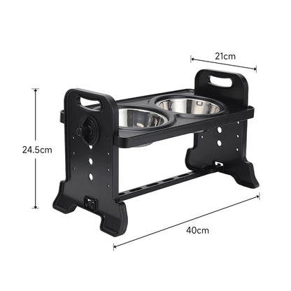 Voltsify 3-Level Adjustable Elevated Dog Feeder with 2 Stainless Steel Bowls & Non-Slip ABS Stand, Foldable & Detachable