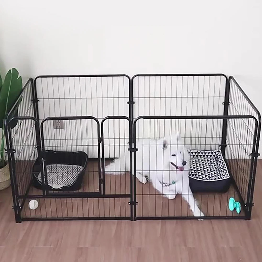 6-Panel Pet Playpen Foldable Dog Fence Cage Anti-Escape Dog Exercise Fence Heavy Duty Puppy Kennel for Small Medium Pet Exercise