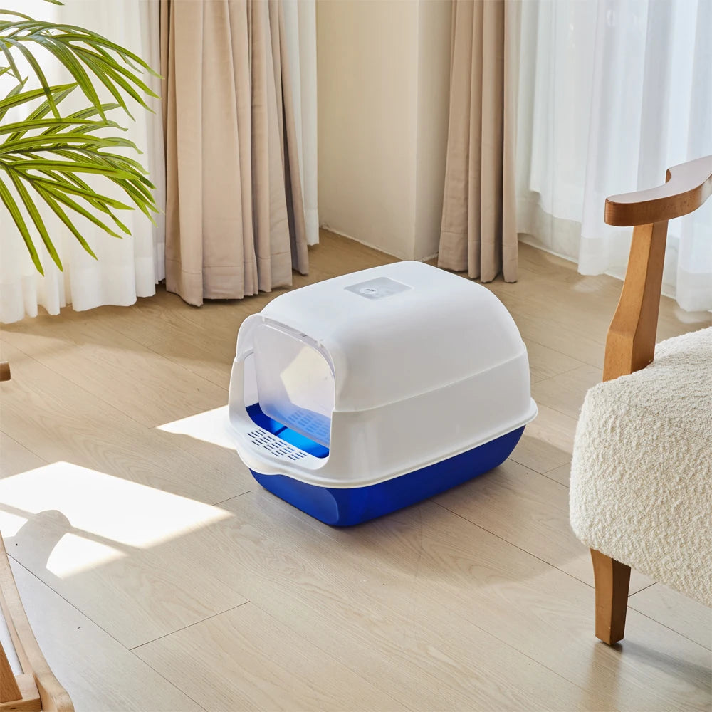 Voltsify Detachable Cat Litter Box with 180° Flip-Top & Scoop & Deodorant, 35cm W X 50 cm D X 35 cm H