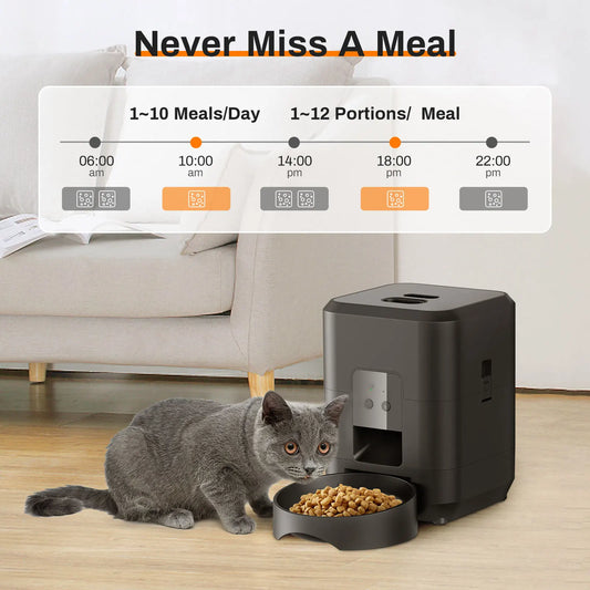 Smart Automatic Cat Feeder — Timed, Portion Control, App, Voice Record, Quantitative, Dog Feeder