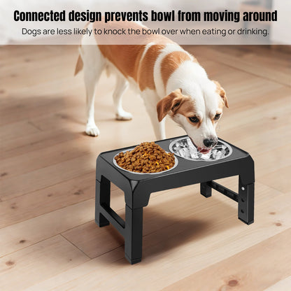 Elevated Dog Feeder Bowls Adjustable Raised Stand with Double Stainless Steel Food Water Bowls Small Medium Large Dogs