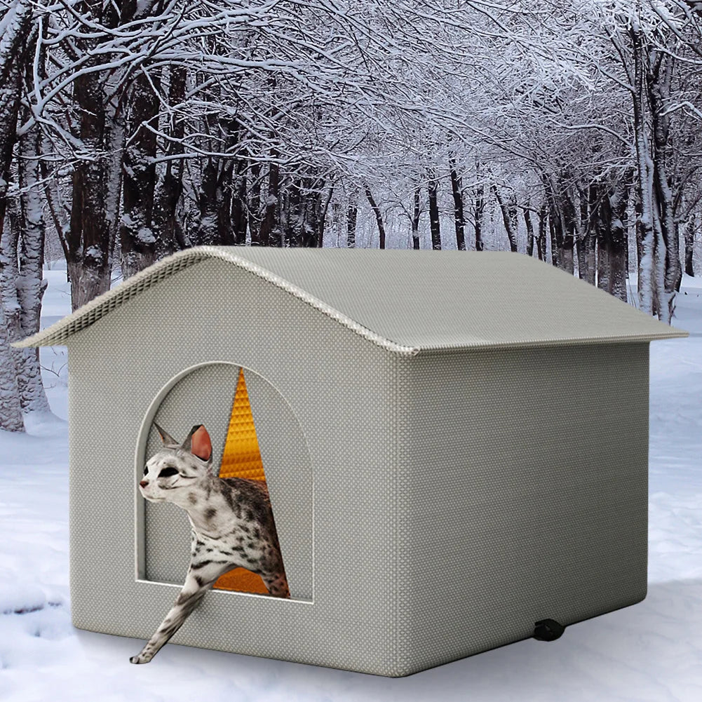 Outdoor Cat House Weatherproof Feral Cat Shelter Stray Cat Condo for Winter Wild Animal Tent Bed