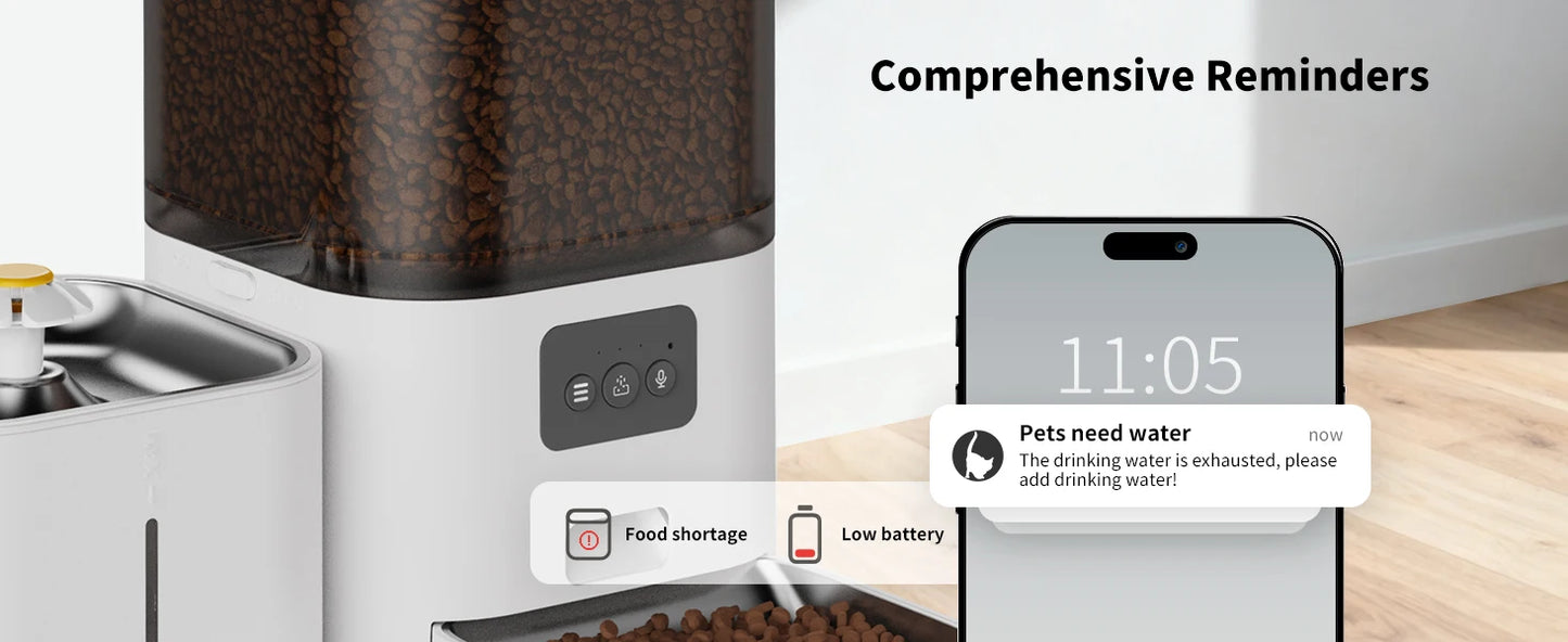 DOEL 2-in-1 Smart Cat Feeder 6L Dry Feeder & 2.5L Cat Water Fountain w/ App Control Timed Feeding For Small Dogs Food Dispenser