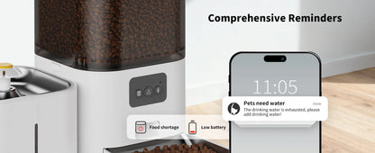 DOEL 2-in-1 Smart Cat Feeder 6L Dry Feeder & 2.5L Cat Water Fountain w/ App Control Timed Feeding For Small Dogs Food Dispenser