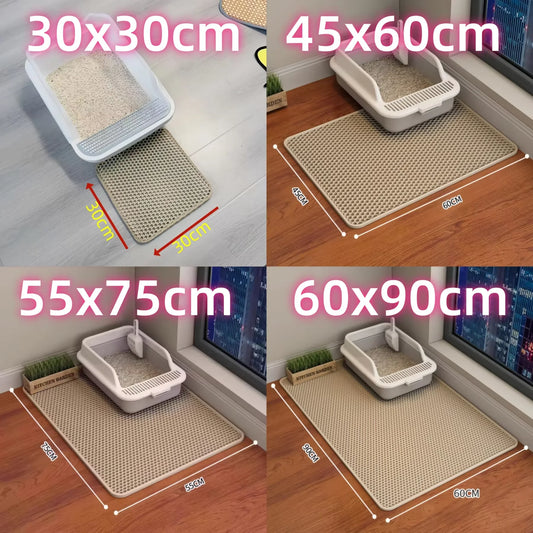 2 Layer Extra Large Cat Litter Mat — Waterproof, Non-Slip, Washable, Heavy Duty, Pet Floor Protector, Litter Box Sand Stopper