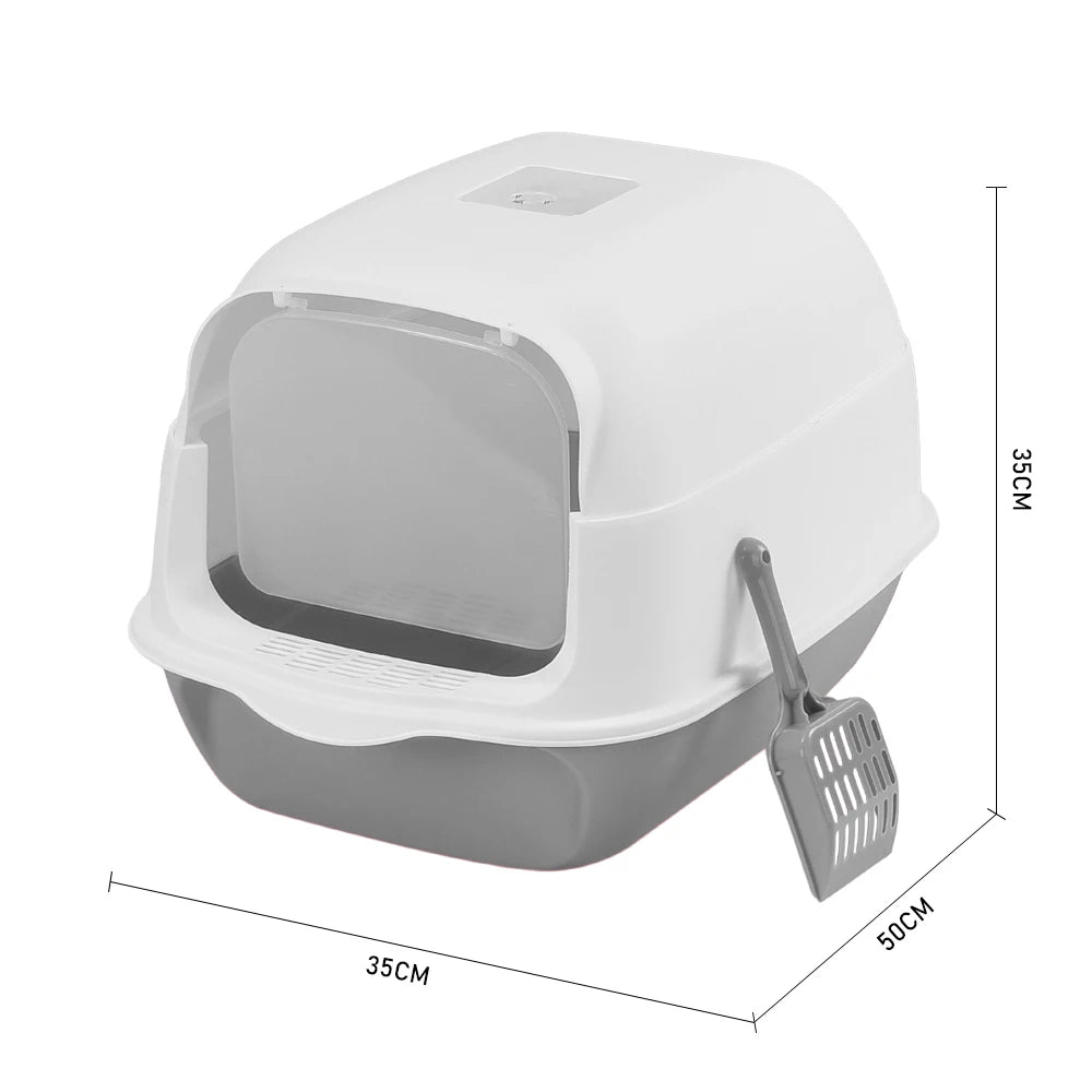 Voltsify Detachable Cat Litter Box with 180° Flip-Top & Scoop & Deodorant, 35cm W X 50 cm D X 35 cm H