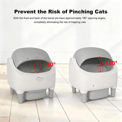 DOEL Open-Top Self-Cleaning Cat Litter Box, Smart App Remote Control, Only Supports 2.4G WiFi, Automatic Cat Toilet, Wide Entrance Design, Suitable for Tofu Litter & Mixed Litter, Safety Sensor for Multi Adult Cats