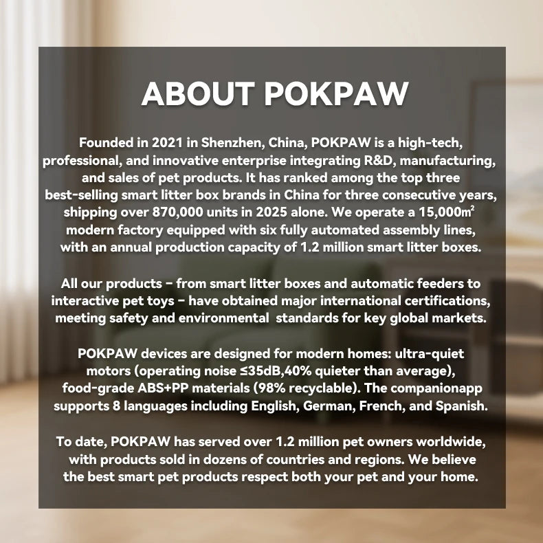 Pokpaw CL22 Automatic Cat Litter Box with Spray Dust-proof and Deodorization Low Noise Dual Radar Infrared Anti Entrainment