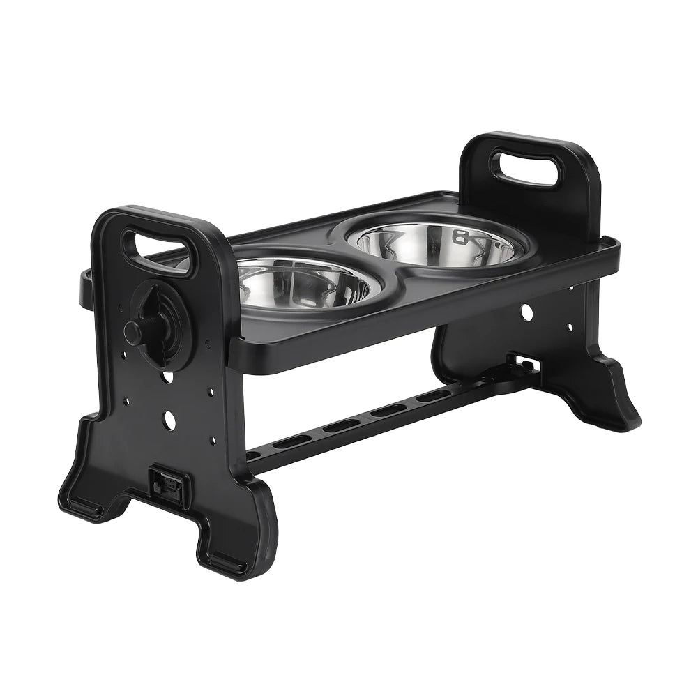 Voltsify 3-Level Adjustable Elevated Dog Feeder with 2 Stainless Steel Bowls & Non-Slip ABS Stand, Foldable & Detachable