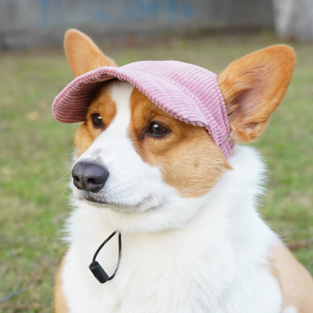 Fashion Big Dog Baseball Cap Durable Corduroy Adjustable Pet Sun Hat for Small Medium Large Dogs Golden Retriever Corgi Supplies