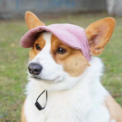 Fashion Big Dog Baseball Cap Durable Corduroy Adjustable Pet Sun Hat for Small Medium Large Dogs Golden Retriever Corgi Supplies