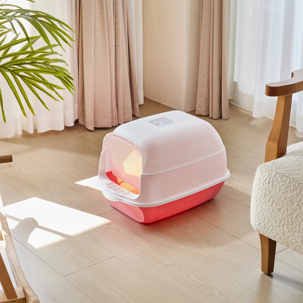 Voltsify Detachable Cat Litter Box with 180° Flip-Top & Scoop & Deodorant, 35cm W X 50 cm D X 35 cm H