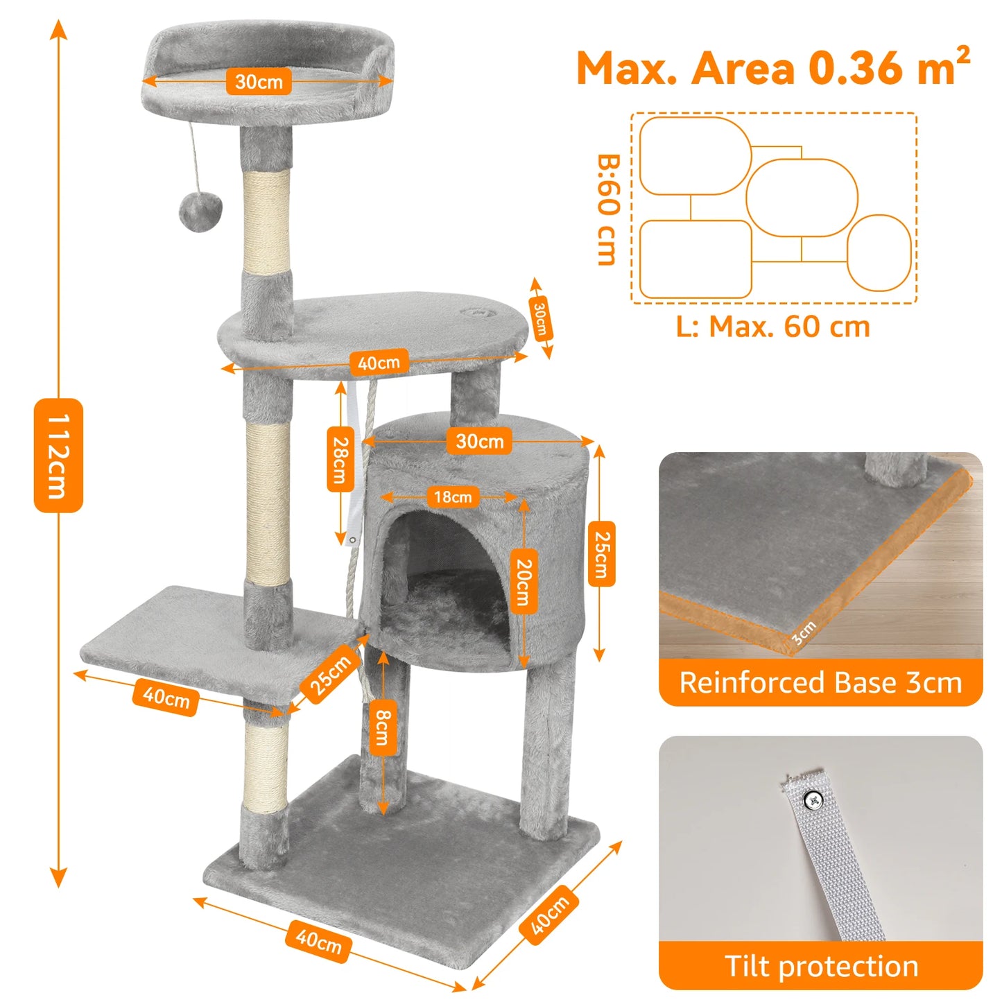 Passerscat Cat Trees Cat Climbing Frame For Indoor Cats Multi-Level With Scratching Posts Cat Tower Padded Top Perches and Condo