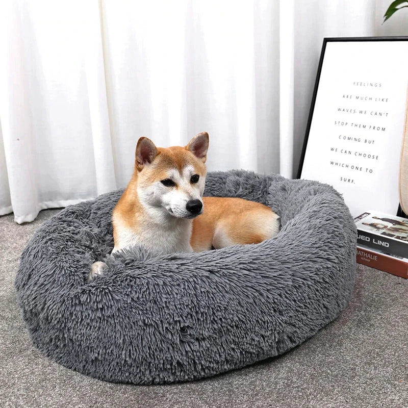 Voltsify 70CM Donut-Shaped Plush Pet Cuddler Bed Machine Washable Anti-Slip for Dog&Cat House Winter Warm Sleeping