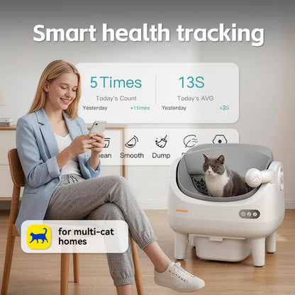 Pokpaw CL22 Automatic Cat Litter Box with Spray Dust-proof and Deodorization Low Noise Dual Radar Infrared Anti Entrainment