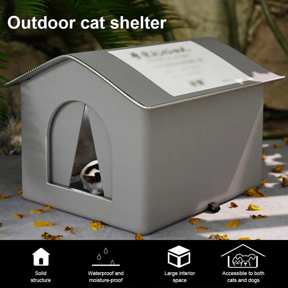 Outdoor Cat House Weatherproof Feral Cat Shelter Stray Cat Condo for Winter Wild Animal Tent Bed