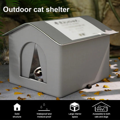 Outdoor Cat House Weatherproof Feral Cat Shelter Stray Cat Condo for Winter Wild Animal Tent Bed