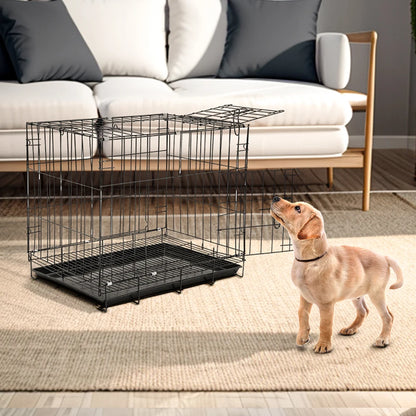 Voltsify Wire Dog Crate with 2 Doors and Tray for Small and Medium-sized Dogs, Cats and Rabbits