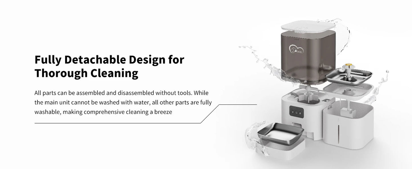 DOEL 2-in-1 Smart Cat Feeder 6L Dry Feeder & 2.5L Cat Water Fountain w/ App Control Timed Feeding For Small Dogs Food Dispenser
