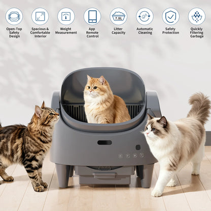 HAUSPROFI Smart Self Cleaning Litter Box Large Capacity,10.5L,Cat Toilet Supplies with Odor Control App Control for Large Cat Multiple Cat