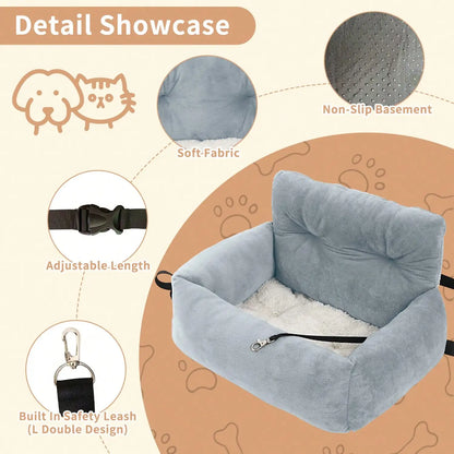 Pet Booster Seat Travel Bed, Car Seats for Car & Home, Warm Plush, Soft & Comfortable, for Pets Puppies Cats Front or Back Seat