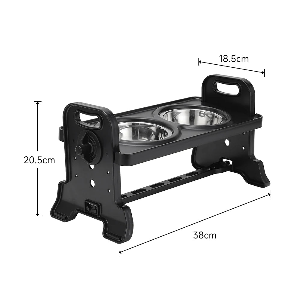 Voltsify 3-Level Adjustable Elevated Dog Feeder with 2 Stainless Steel Bowls & Non-Slip ABS Stand, Foldable & Detachable