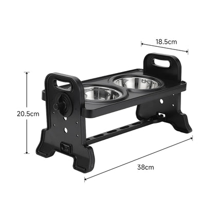 Voltsify 3-Level Adjustable Elevated Dog Feeder with 2 Stainless Steel Bowls & Non-Slip ABS Stand, Foldable & Detachable
