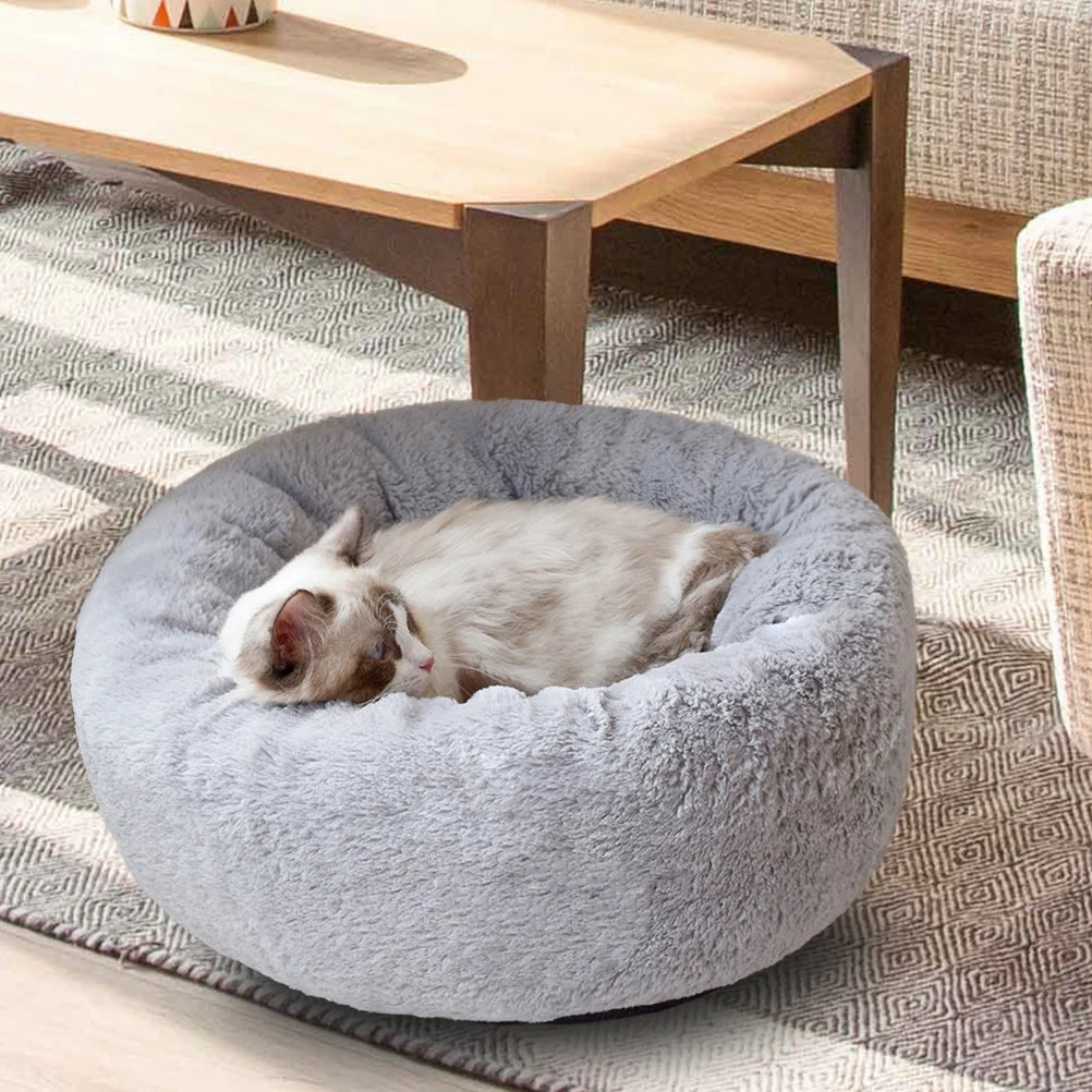 Voltsify 70CM Donut-Shaped Plush Pet Cuddler Bed Machine Washable Anti-Slip for Dog&Cat House Winter Warm Sleeping