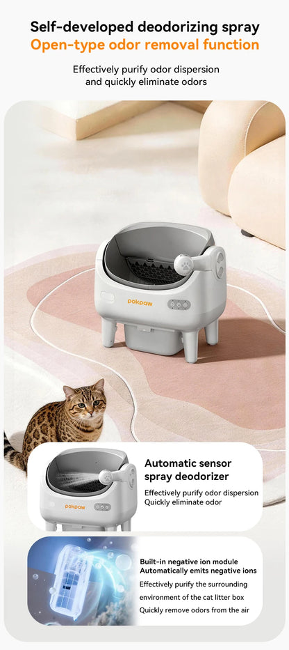 Pokpaw CL22 Automatic Cat Litter Box with Spray Dust-proof and Deodorization Low Noise Dual Radar Infrared Anti Entrainment